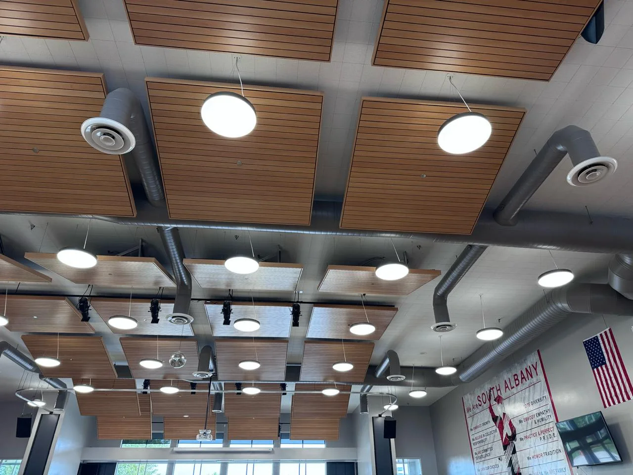 Indoor ventilation system components at Albany High School