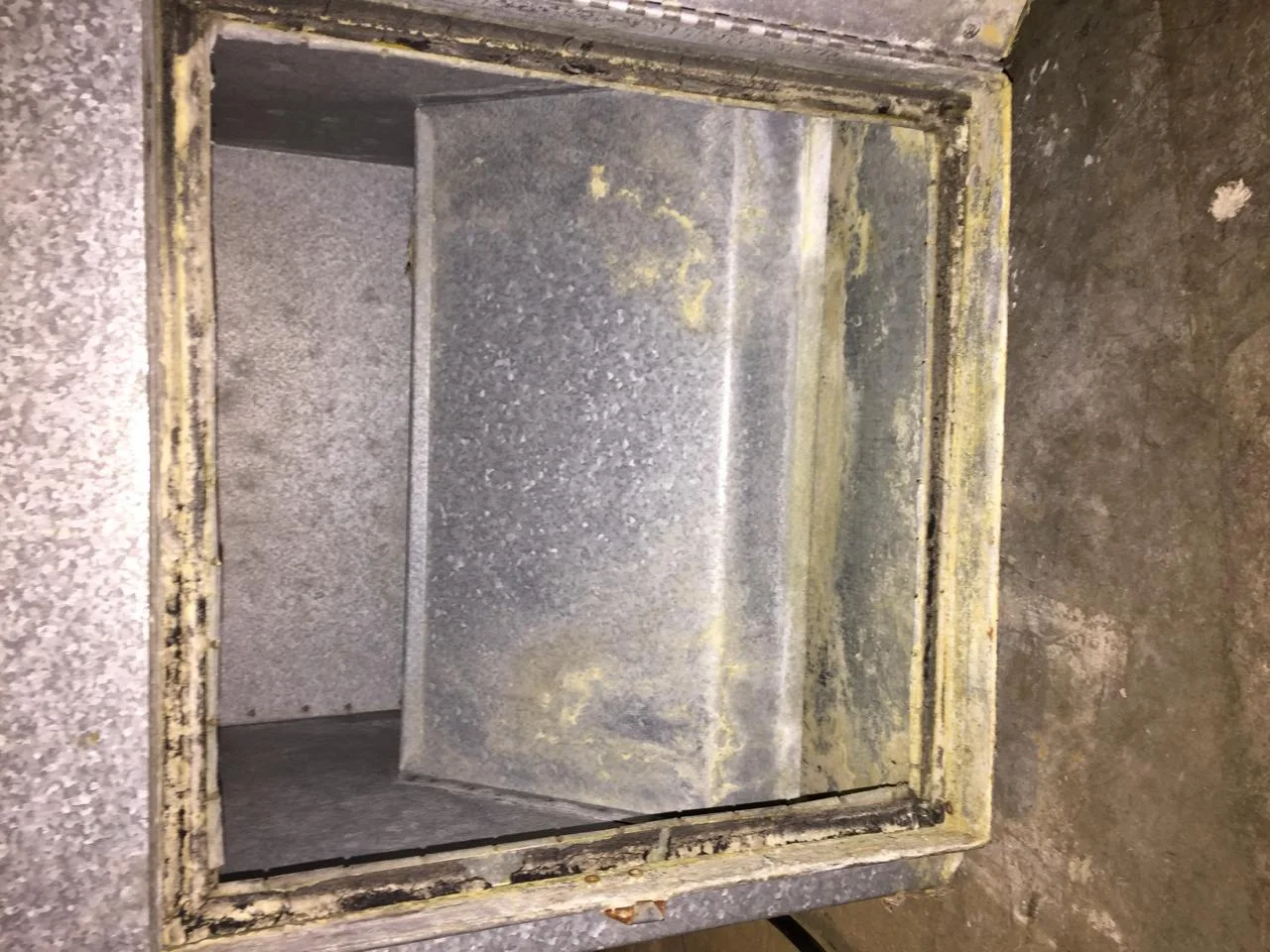 Duct interior after cleaning — completely clean and clear